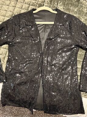 SHEIN Black Sequin Blazer Jacket
